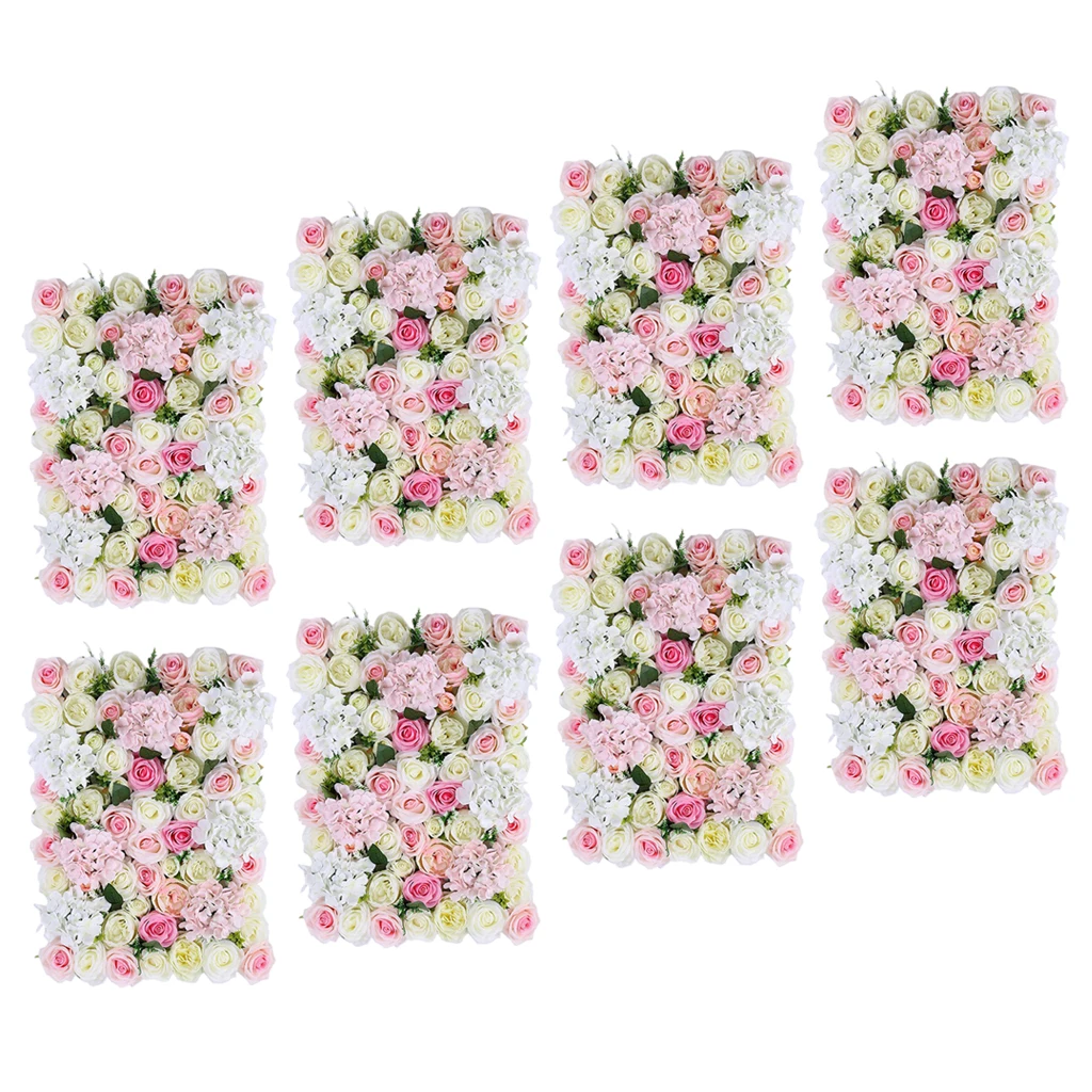 

8Pcs Artificial Flower Wall Panel Green Leaf Wedding Venue Home Shop Window Decor