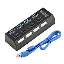 USB HUB de 4 Puertos Súper Velocidad 3.0 Gbps 5 Micro USB 3.0 Usbhub HUB de Alta Calidad Con interruptor de Encendido/Apagado USB Divisor Adaptador Azul Cable