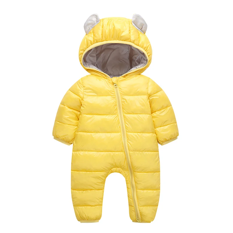 Детские комбинезоны, зимний комбинезон для новорожденных, зимний комбинезон, зимняя одежда для мальчиков, теплые пальто, хлопок, одежда для девочек - Цвет: Цвет: желтый