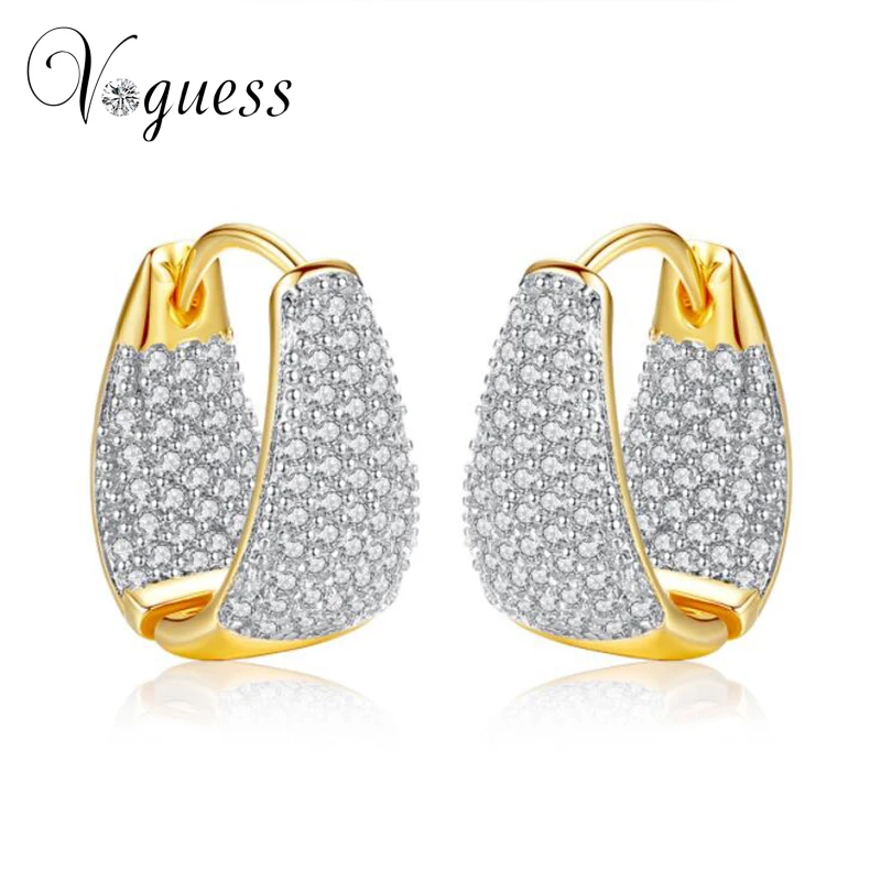 

VOGUESS Brand New Design Gold Color AAA CZ Wedding Hoop Earrings for Women