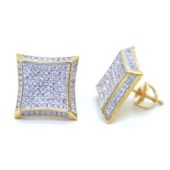 

2017 high quality 925 sterling silver screw back hip hop bling cool boy girl jewelry mciro pave big bling earring