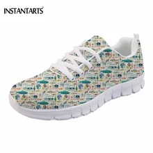 INSTANTARTS/забавные туфли на плоской подошве с принтом «ушел на рыбалку» женские модные дышащие весенние сетчатые туфли на плоской подошве повседневные кроссовки со шнуровкой для девочек-подростков