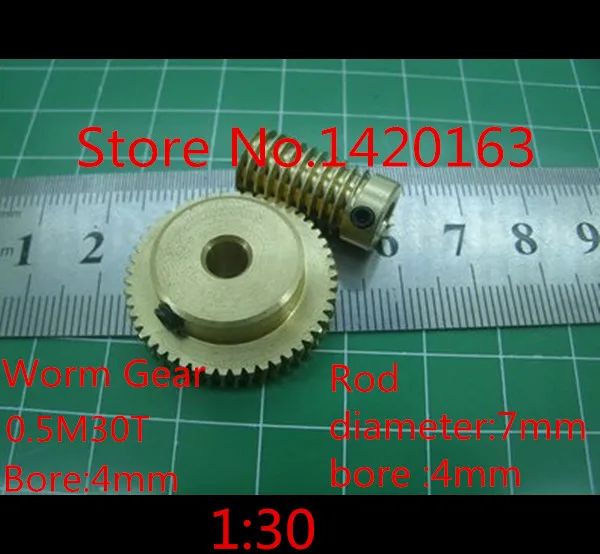 

1 Set 0.5M - 30Teeths worm gear+Rod high speed reduction ratio 1:30 Toys speed reducer motor accessories gear rod diameter 7mm