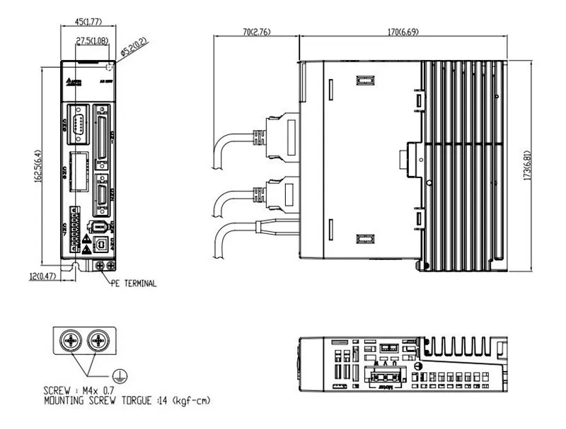 ASD-A2-0421-L Delta AC сервопривод 1ph 220V 400W 2.6A с полностью закрытым управлением