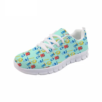 

NOISYDESIGNS Men Flats Shoes Casual Men Sneakers Cartoon Cute Cleaners Pattern Comfortable Air Mesh Shoes for Teenage Boys Male