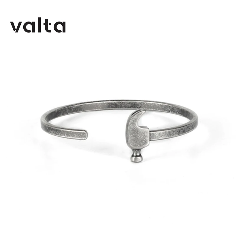 

Valta Hammer bracelet Stainless Steel bangle Retro silver Titanium bracelet cuff bracelets Punk Man Twist vintage Bangle