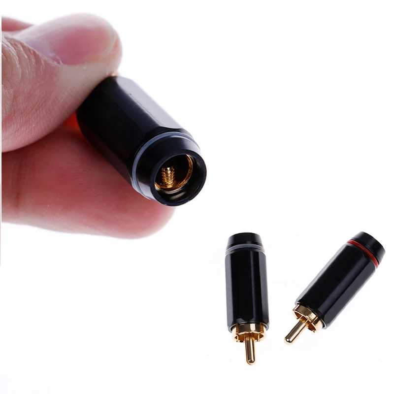 2Pcs/1Pair For 6mm AV Terminal Phono Connector Black Audio Plug RCA Adapter