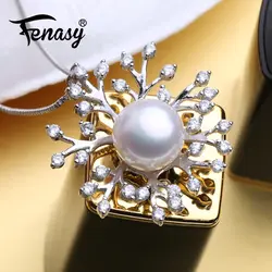 Fenasy жемчужные украшения кулон ожерелье для женщин натуральный подвески с пресноводным жемчугом ожерелье s 925 пробы Серебряный дерево кулон