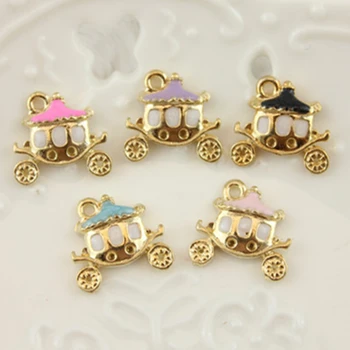 

MRHUANG 10pcs/lot Pumpkin car princess car Enamel Charms Pendant Braclets Jewelry finding DIY Craft so cool