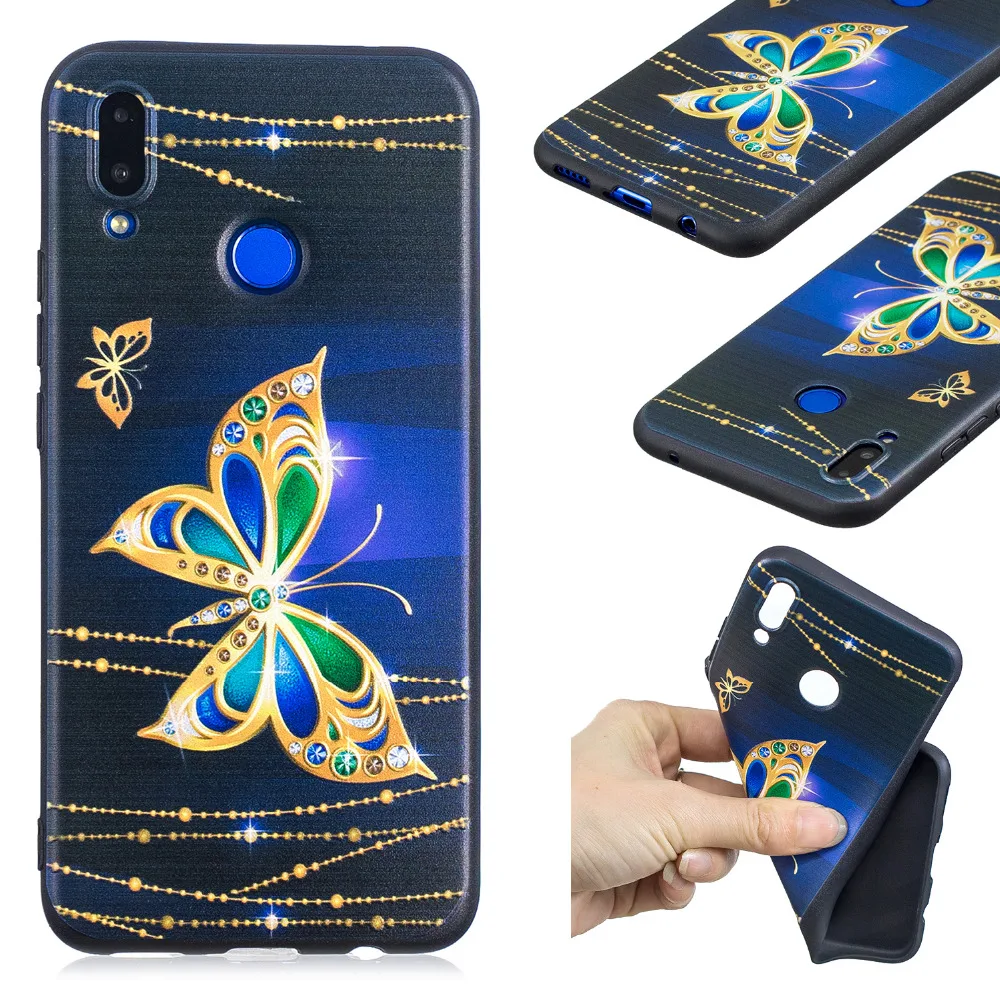 50pcs/lot Printed Retro Flowers Owls Panada Black Phone Back Case Cover For Huawei Mate 20 Lite Maimang 7 P Smart Plus Nova 3I