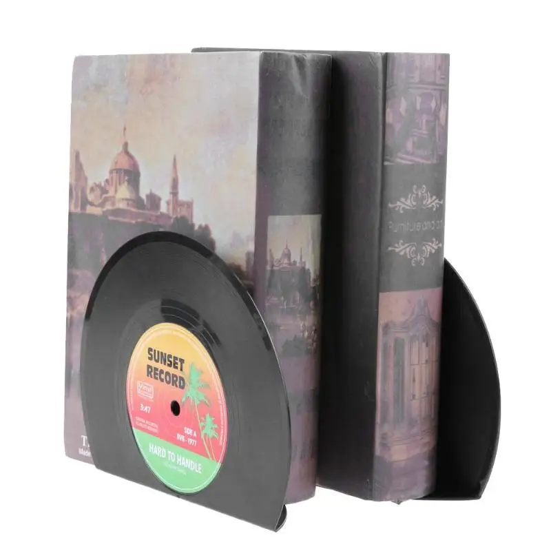 2pcs Vinyl Record Shaped Book Shelves Holders School Office Gifts Fashion Book Stand