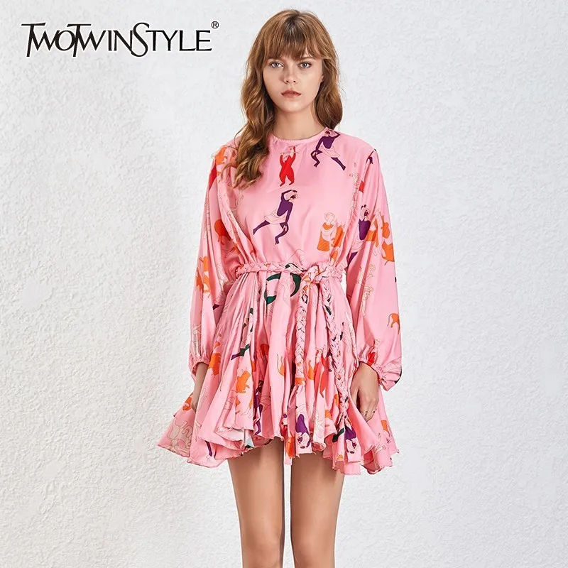 Женское винтажное мини платье TWOTWINSTYLE облегающее с круглым вырезом длинными