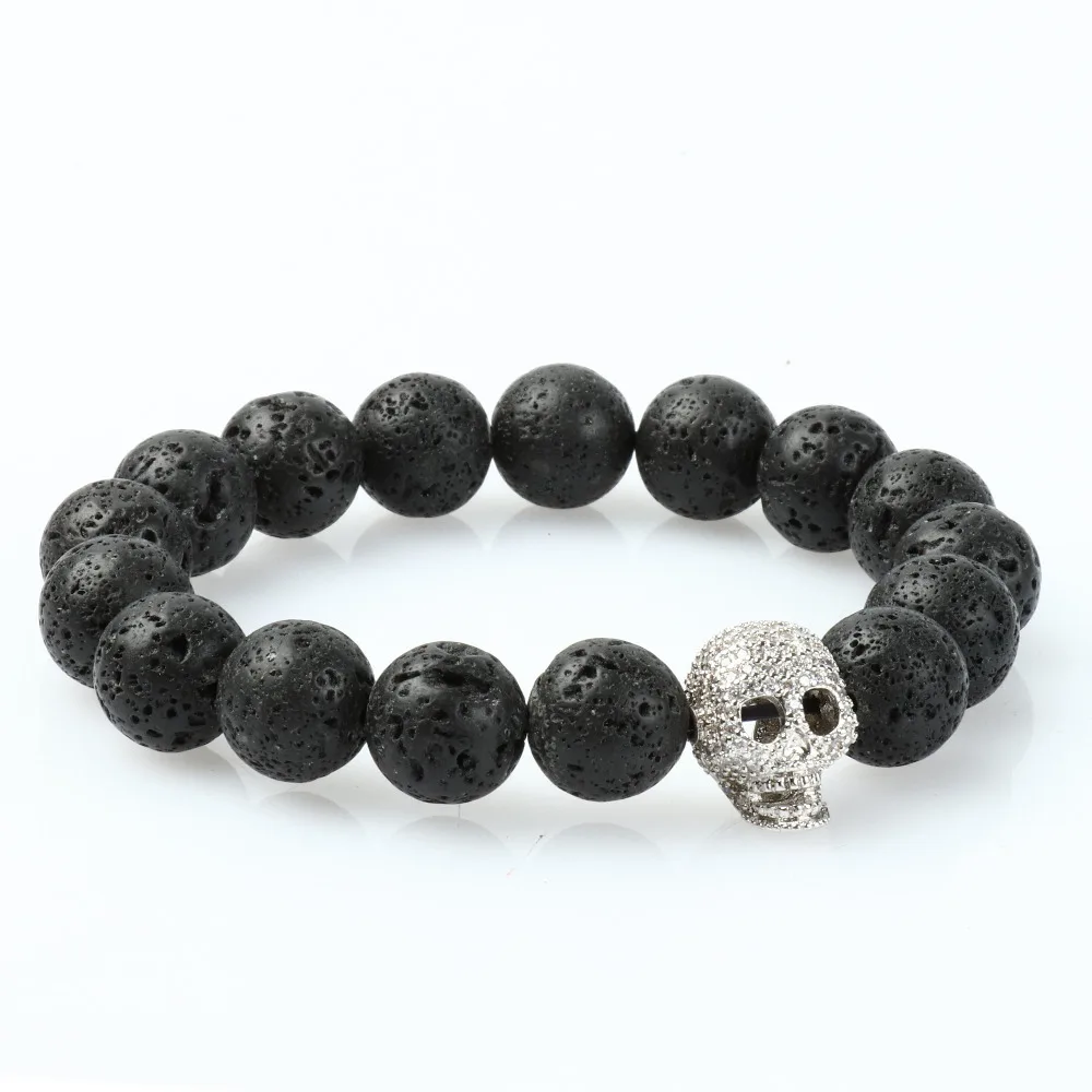 Arrival DIY Trendy Skull Charm Bracelet For Men High Quality Black CZ Skull Men Bracelets