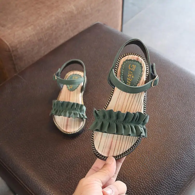 

Girls Sandals Children Beach Shoes Pleated Ruffles Flouncing Princess Soft Fashion Brand Kids Sandals For Big Girl 3-10 Yrs Soft