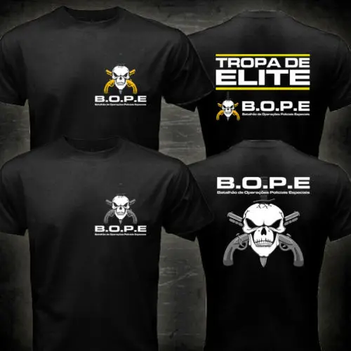 

BOPE Tropa De Elite Brazil Special Elite Forces Military T shirt men two sides military Casual tee USA size S-3XL
