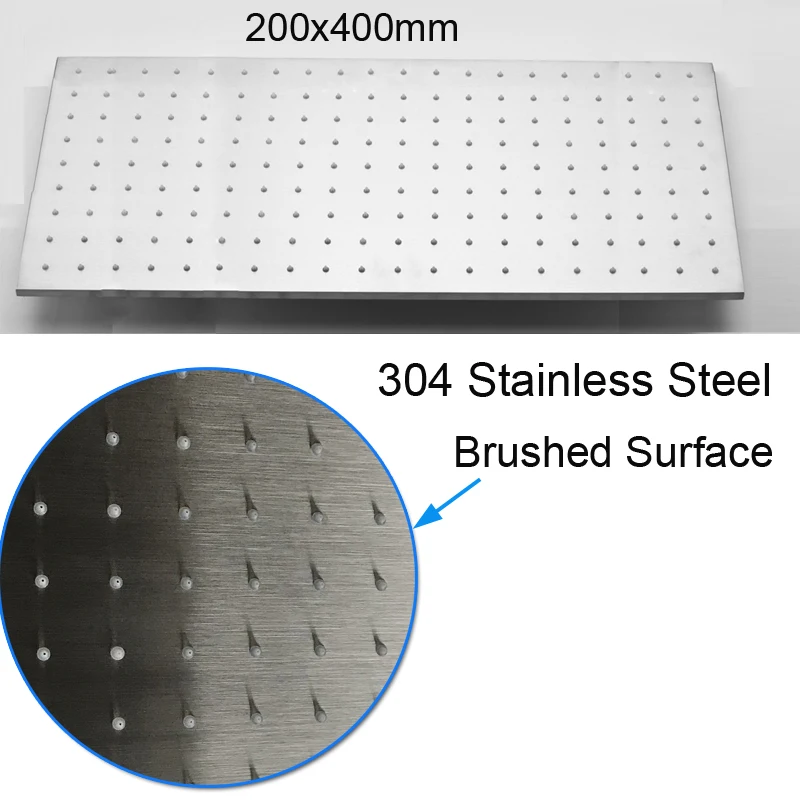 Современный отель 8 дюймов x 16 дюймов Большой дождь Душевая Головка 304 нержавеющая сталь матовый черный или матовый Поверхность Аксессуары для ванной комнаты