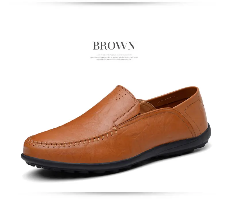 VKERGB Handmade Leather Shoes Men Casual Slip On Boat Man Oxfords Driving Shoes Italian Mens Casual Luxur New Men Loafers