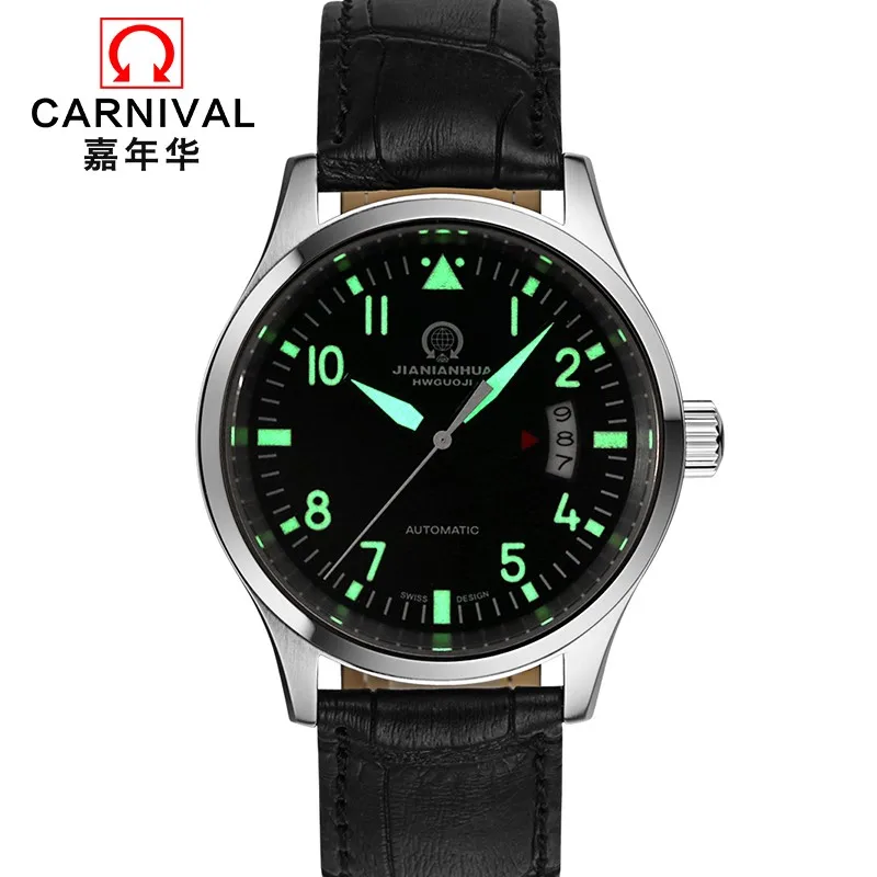 أعلى العلامة التجارية كرنفال الفاخرة التلقائي ووتش الرجال تقويم HD مضيئة الياقوت 100 متر للماء عارضة الازياء ساعات آلية أعلى العلامة التجارية كرنفال الفاخرة التلقائي ووتش الرجال تقويم HD مضيئة الياقوت 100 متر للماء عارضة الازياء ساعات آلية