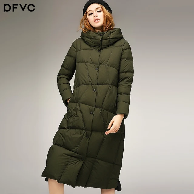 Cheap 2016 Winter New Women's Knee Length And Thickened Turtleneck White Eiderdown Hooded Jacket Coat