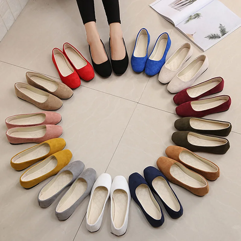 

Tangnest New Ballet Flats Women Loafers Square Toe Flat Shoes Woman Slip-On Solid Light Weight Soft Ladies Casual Shoes XWD7251