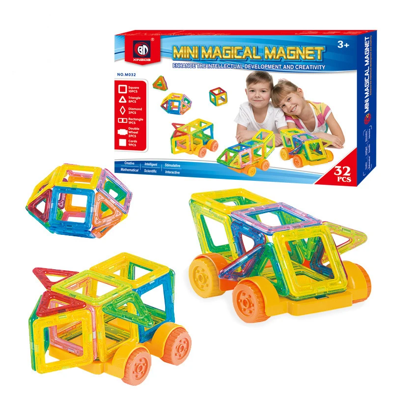 DOOLNNG 32PCS Magnetic Constructor Designer Toys For Girls And Boys Building Blocks 3D Educational DIY Bricks