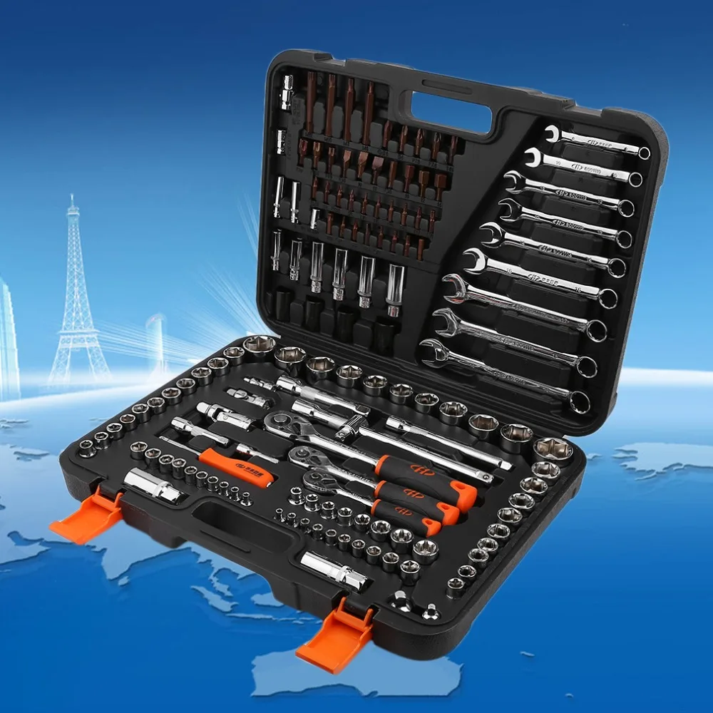 

Newest Professional and Durable 138 PCS 1/4" 3/8" 1/2" Metric Ratchet Socket Set Short/Deep & Spanners Practical Tool