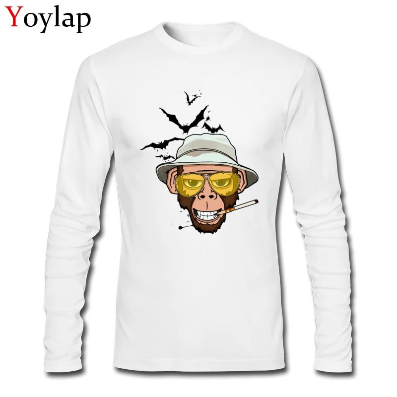 Printed On Tops Tees for Male Prevailing Summer Crewneck Pure Cotton Long Sleeve T Shirt Monkey Business in Las Vegas Personalized Tee Shirt Monkey Business in Las Vegas white