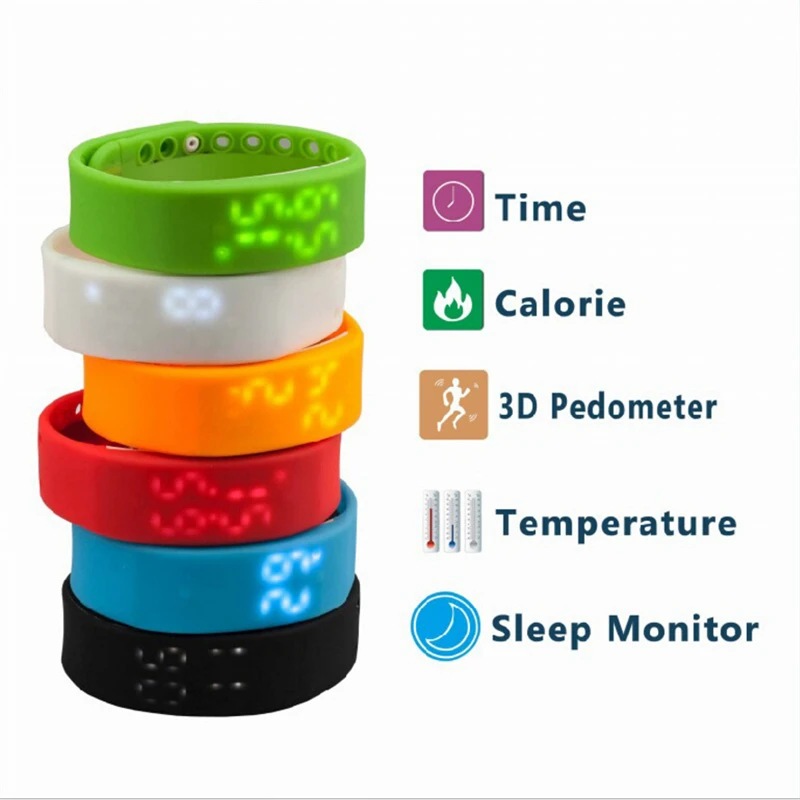 

JUBAOLI Smart Watch Bracelet 3D Sensor Monitor Fitness Sleep Tracker Wristband With LED Display Screen Temperature Measurement