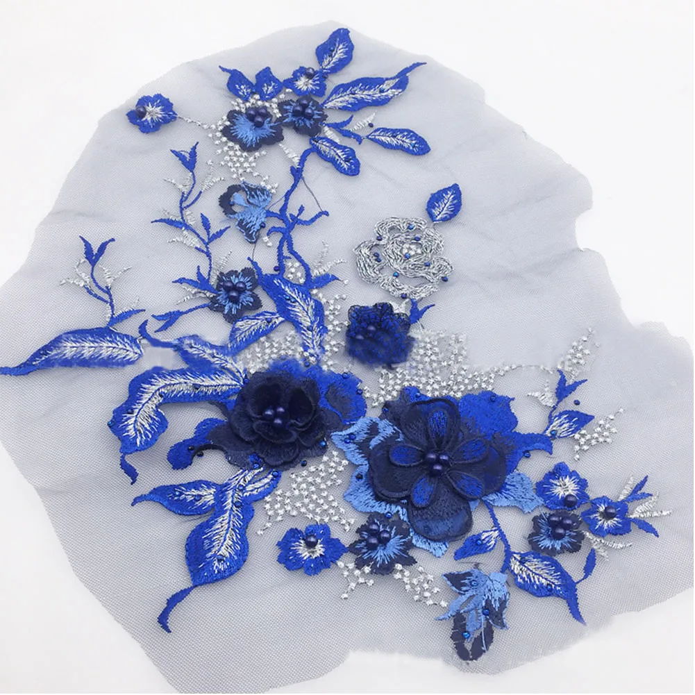 3D Patches Sticker For Clothes Beaded Flowers Tulle Bridal DIY Sewing Tool Pearl Embroidery Applique Home Decoration Lace Fabric | Дом и сад