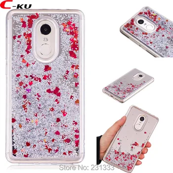 

C-ku For Xiaomi Redmi 5 PLUS Note 4 4X Mirror Bling Liquid Quicksand Hard PC TPU Case 3D Glitter Heart Cover Skin Fashion 50pcs