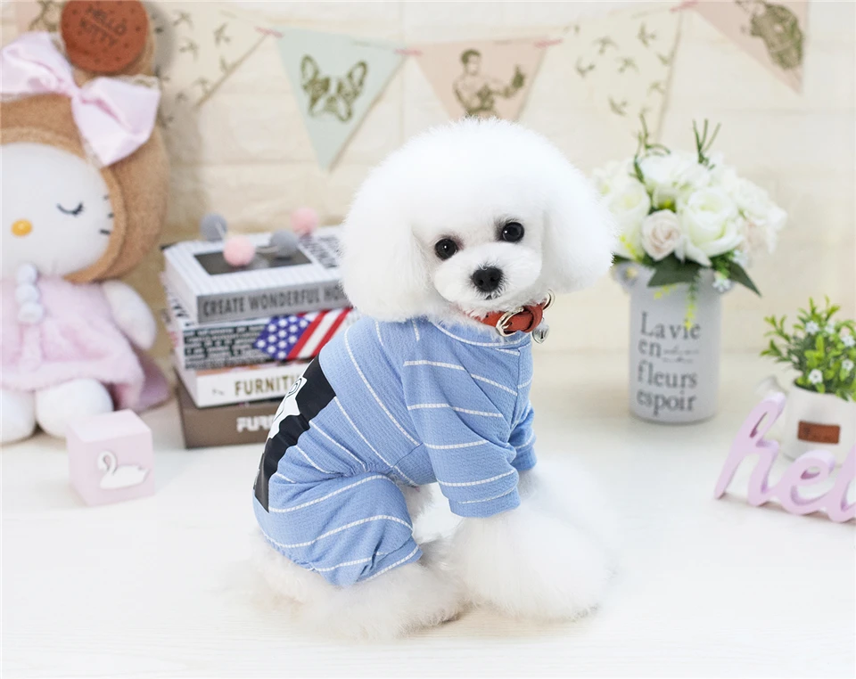 Spring Summer Cotton Dog Clothes Striped Clothing for Dogs Printed Lion Chihuahua Tracksuit Pet Clothes Suit for Dogs Pets (10)