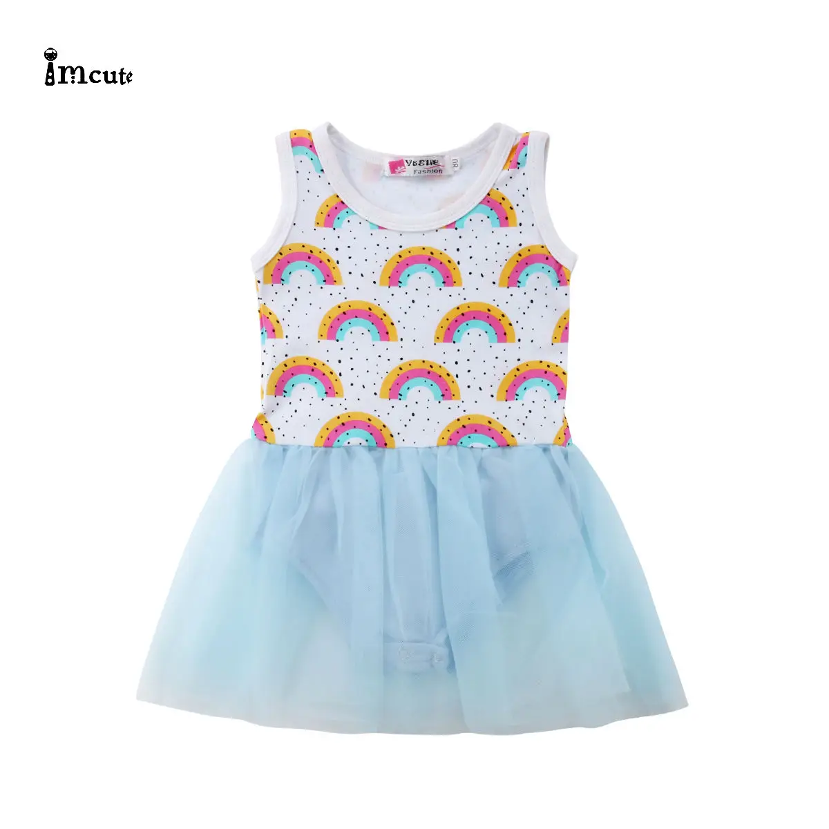 US Toddler Kids Baby Girl Lace Rainbow Party Pageant Tutu Dress Chiffon Sundress