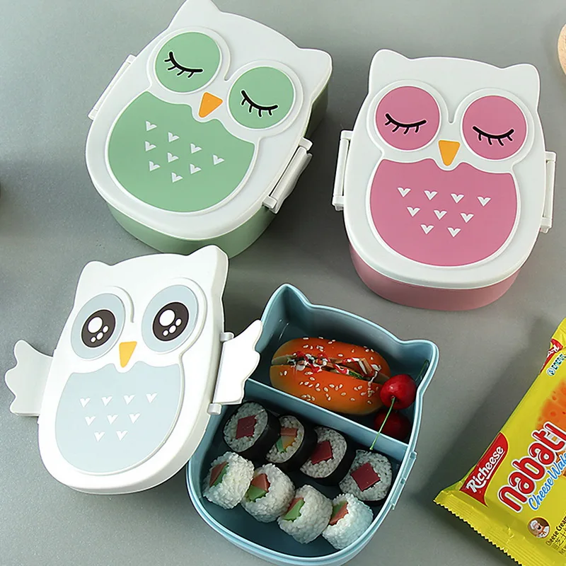Urijk Cute Owl Pattern Students Kids Lunch Box Kids Bento Box Food
