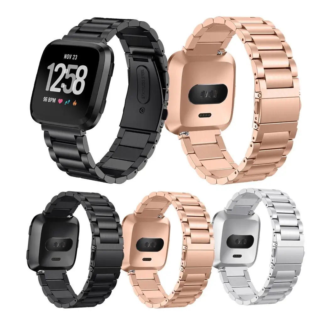 Ремешок из нержавеющей стали для смарт часов Fitbit Versa/lite сменный Браслет розового