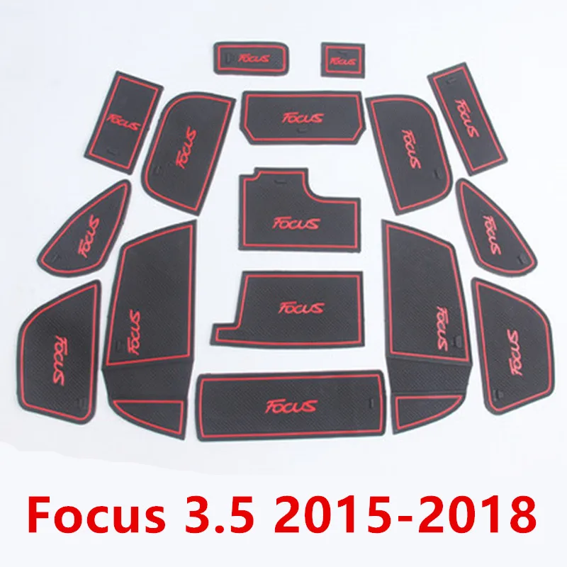 

Anti-Slip Gate Slot Mat Rubber Coaster for Ford Focus 3 3.5 MK3 2015-2018 facelift ST RS Accessories Car Stickers 16Pc
