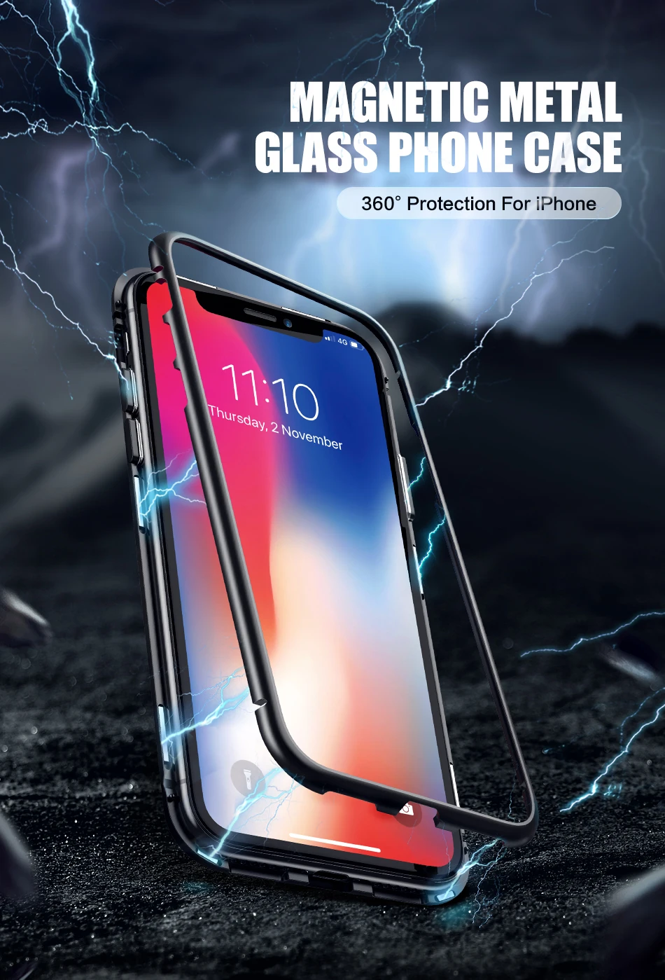 Tempered Glass Phone Case For iPhone 7 8 Plus Luxury 2 in 1 Magnetic Adsorption Clear Back Cover For iPhone X 10 8 7 Plus Case (1)
