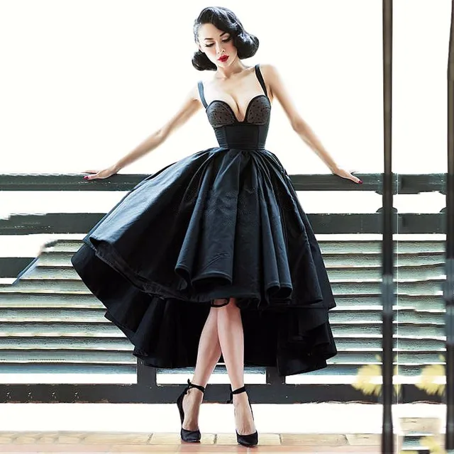 Black Sexy 1950s' High Low Christmas Dresses Women To Prom Sweetheart