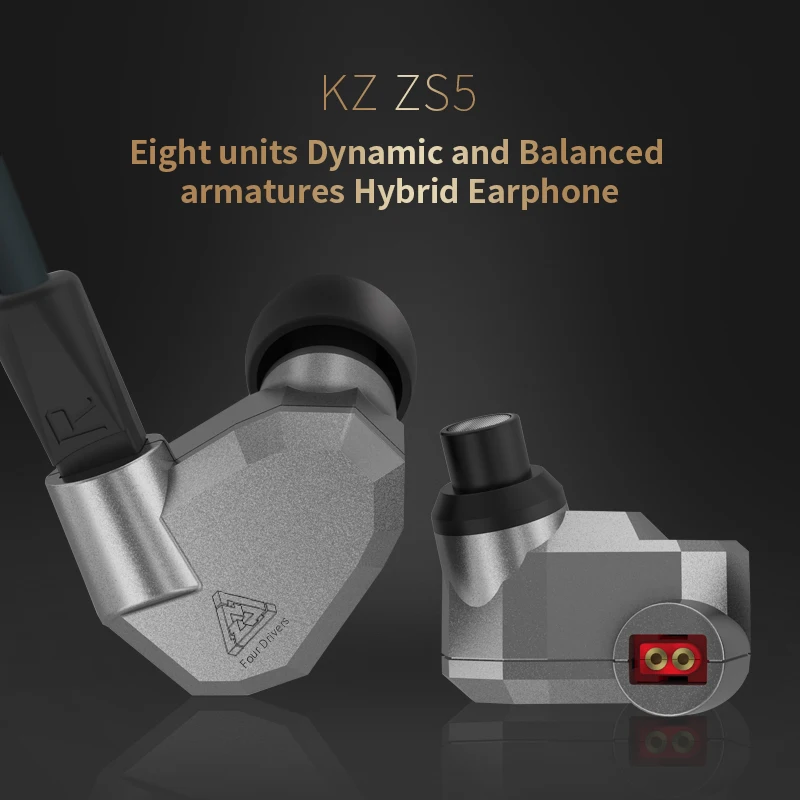 Оригинальные гибридные Hi-Fi наушники KZ ZS5 2DD + 2BA наушники-вкладыши для DJ-монитора с