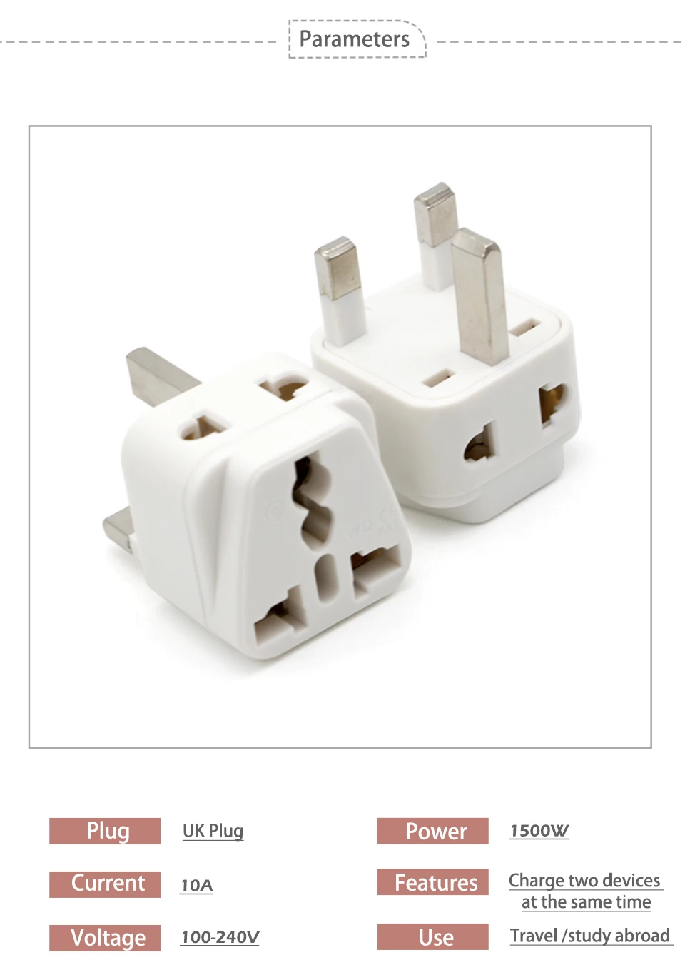 Hot-Sale Universal EU US AU to UK 3 Pin AC Power Socket Plug Travel Charger Adapter Converter 2 Device Charging (5)