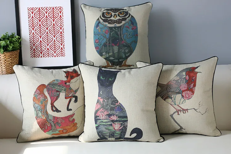 Por Zebra Decorative Pillows 18 Inches Fashion Style Cushion Cover Animal Printed Pattern Cotton Linen Pillow Pillowcase Home Decor