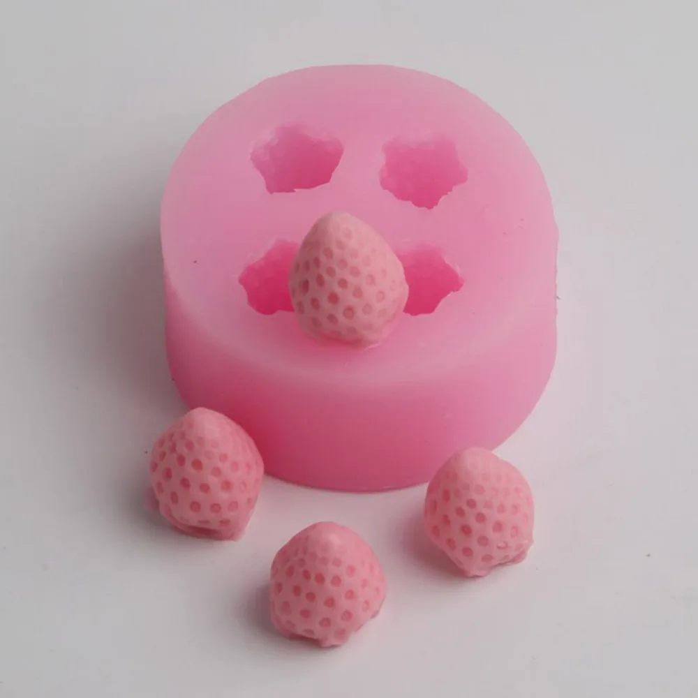 

Cute 3D Strawberry Silicone Mold Fruit Mold Cake Decoration Fondant Dollhouse Cotton Candy Resin Clay Mold