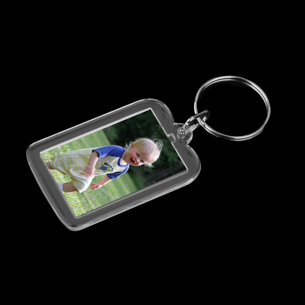3.3x5cm Transparent Blank Style Acrylic Insert Photo Picture Frame Keyring Keychain DIY Split 10 Pieces