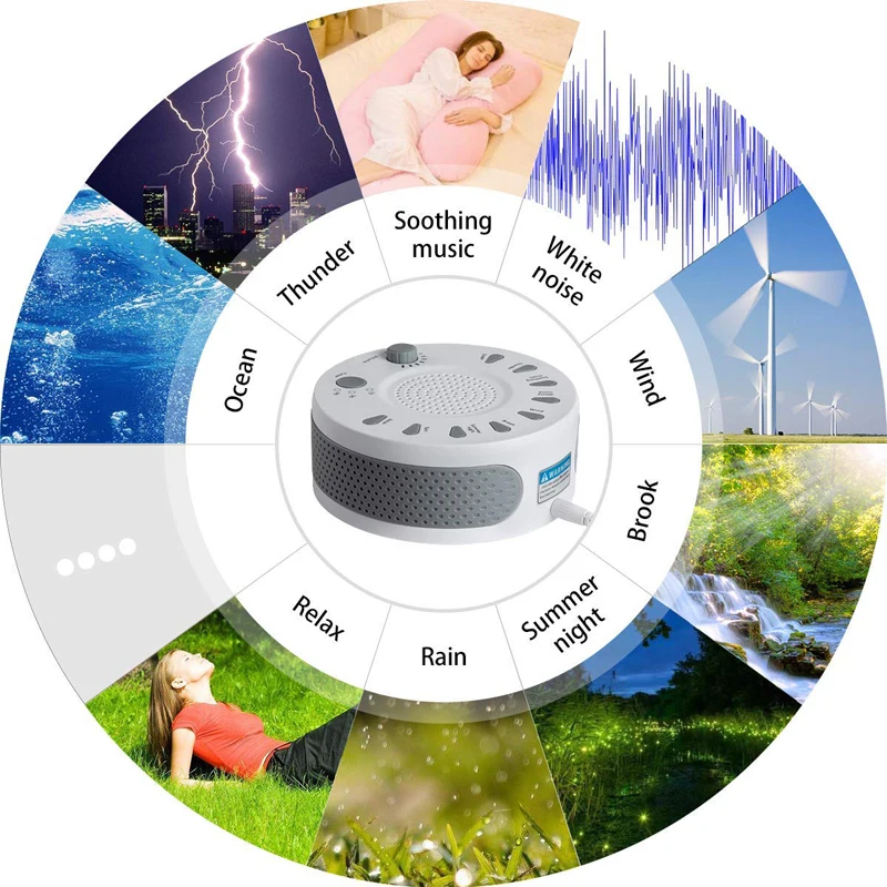 Белый шум машина для сна, терапия сна звуковая машина, AHNR Высокая точность звуковая машина с естественными звуками для дома