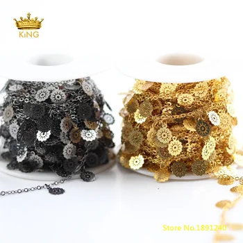 

5Meters 6mm Sun Flower Copper Chains Findings Jewelry,Wire Wrapped Plated Copper Rosary Chains Chokers Supplies Bulk HX179