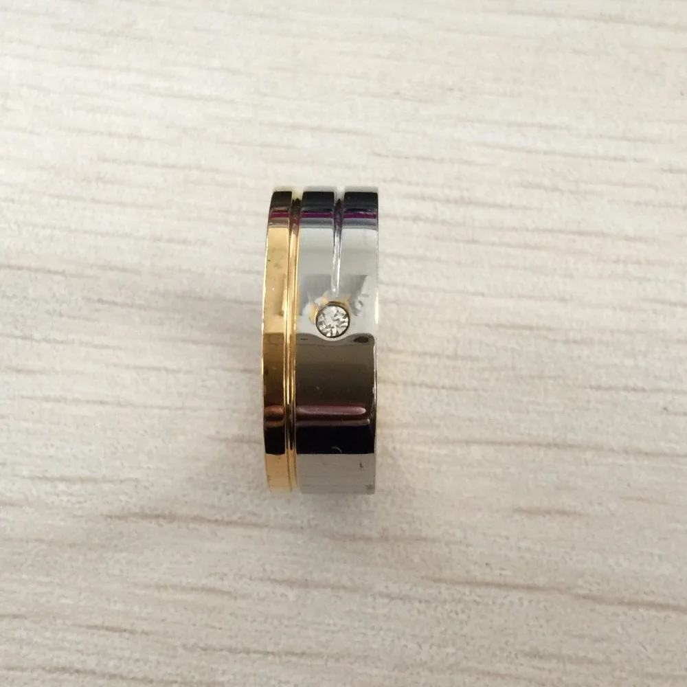 Модные Роскошные 8 мм кольца Позолоченные посеребренные кольца из нержавеющей стали для женщин и мужчин свадебные кольца дизайн