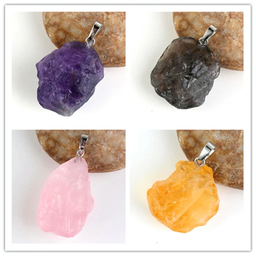 

Trendy-beads Silver Plated Irregular Shape Various Color Original Quartz Stone Pendant For Anniversary Jewelry