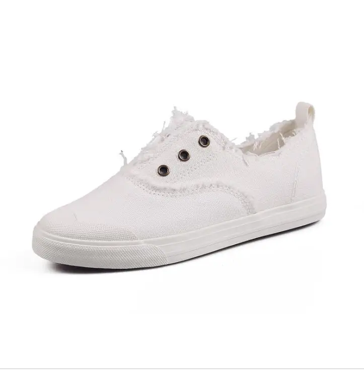

Little white summer heelless lace-up casual shoes NS62