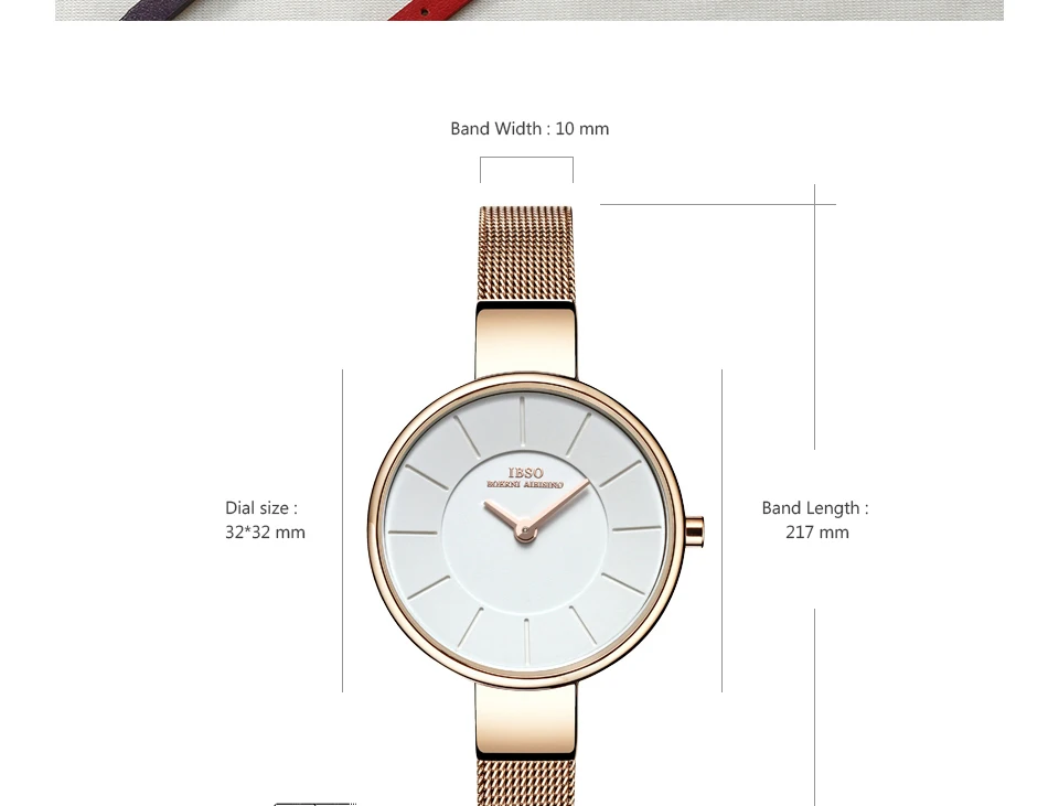 IBSO Топ бренд 6,5 мм ультра тонкий нержавеющая сталь кожаный ремешок Curren часы для женщин браслет часы кварцевые наручные часы#2249
