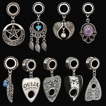 

Showlove-1pair Surgical Steel Antique Tribal Different Design Ear Tunnel Expander Ear Stretcher Ear Weights Piercing Jewelry