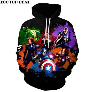 

3D Print Mens Hoodie Pullover Sweatshirt Long Sleeve Men Hoodie Casual Heroes Fashion Men's Sweatshirt ZOOTOP BEAR